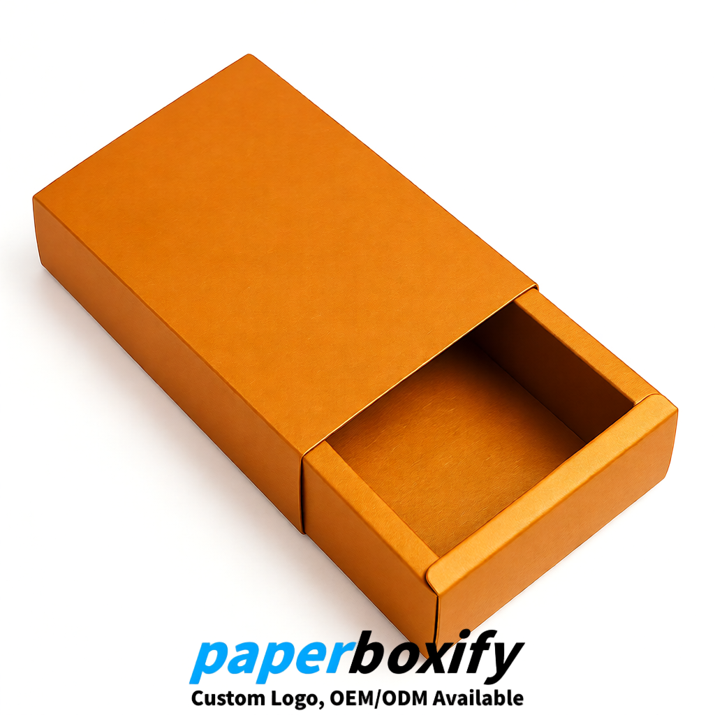 Amber Rectangle Kraft Paper Drawer Box 6x3x1.5 inch OEM/ODM Factory
