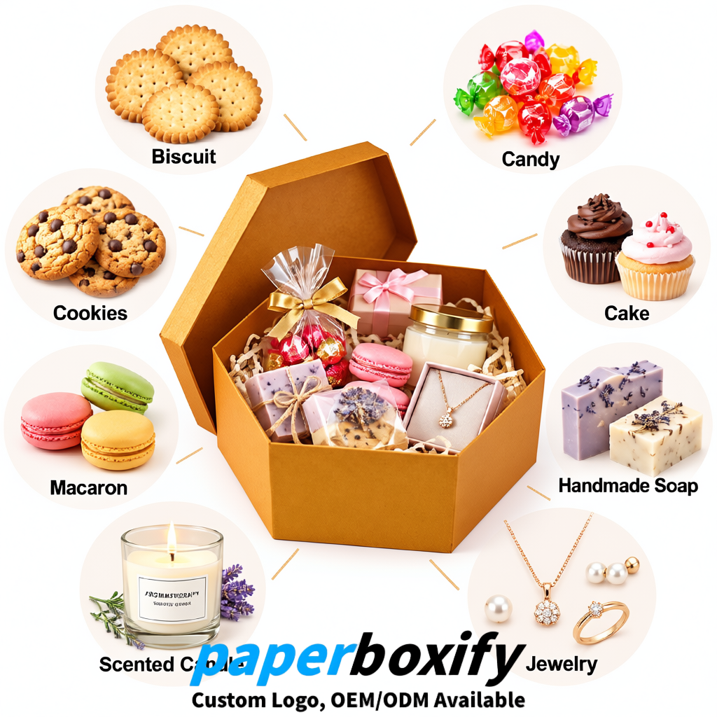 Amber Paper Hexagon Box with Lid - Biodegrade Paper Mache Gift Boxes Manufacturer