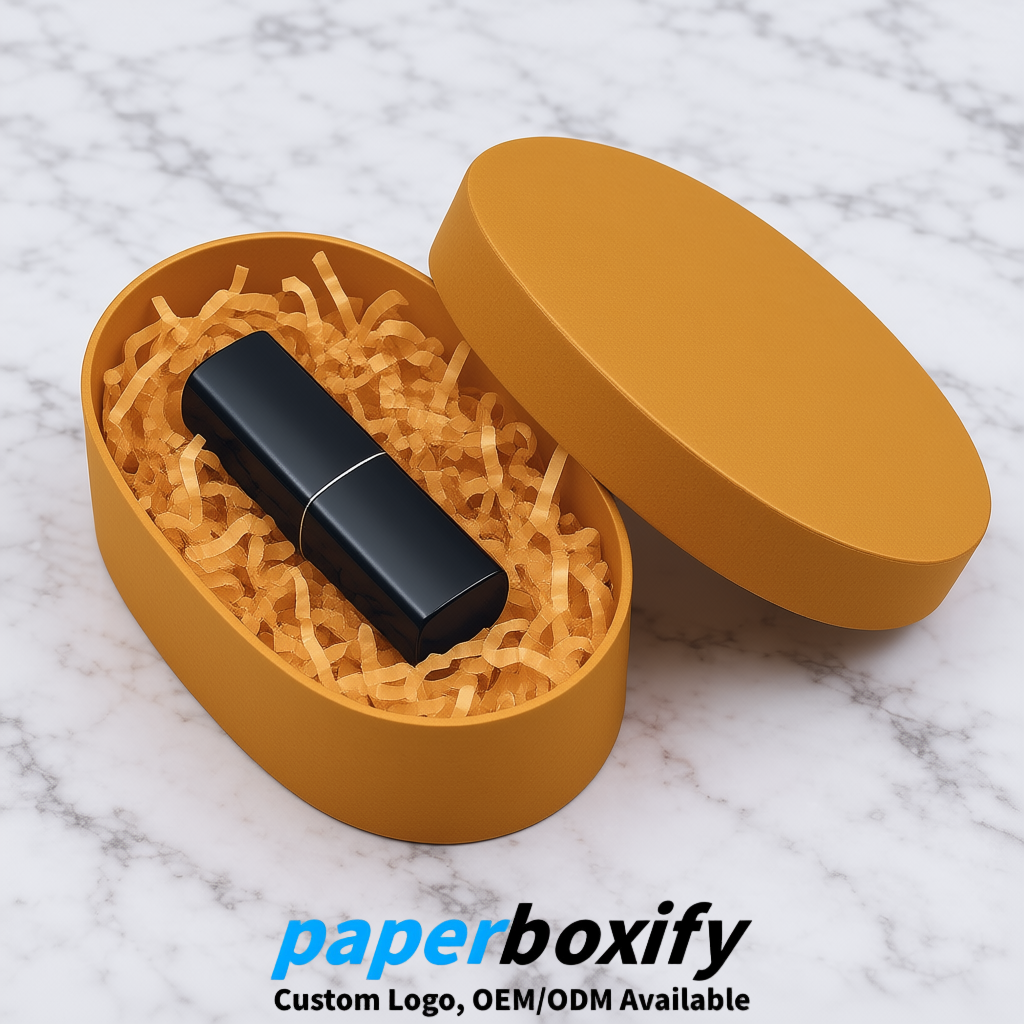 Amber Oval Paper Mache Boxes with Lids - Cardboard boxes Factory