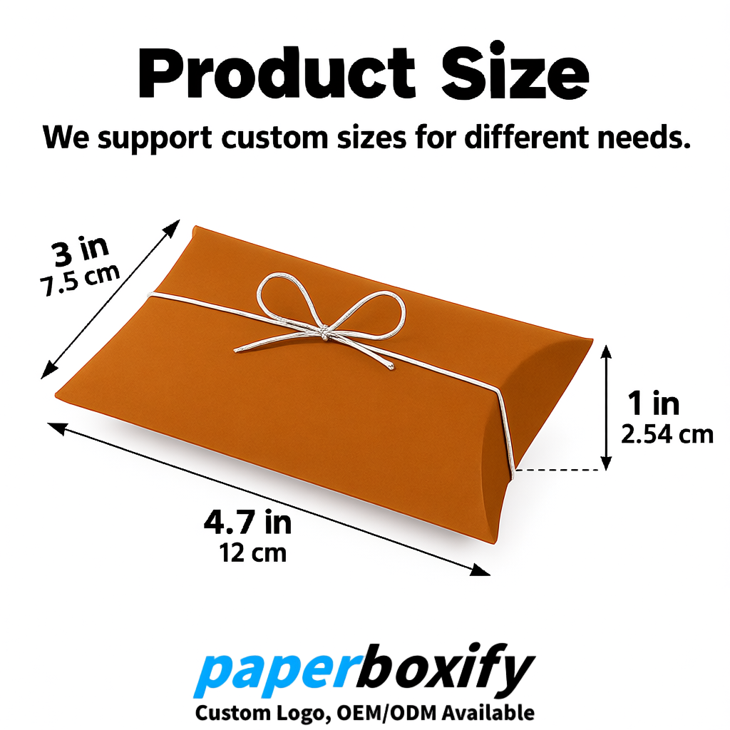 Bulk Amber Kraft Pillow Gift Boxes with Ties 4.7x3x1 inch for Candy & Favors