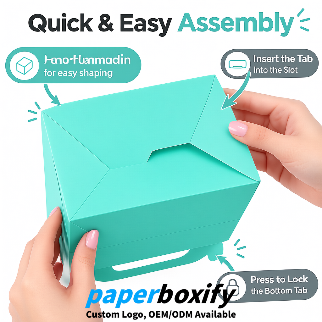 Aquamarine Gable Boxes with Handles 6.22x3.35x3.62 inch Kraft Paper Party Favors Boxes in Bulk