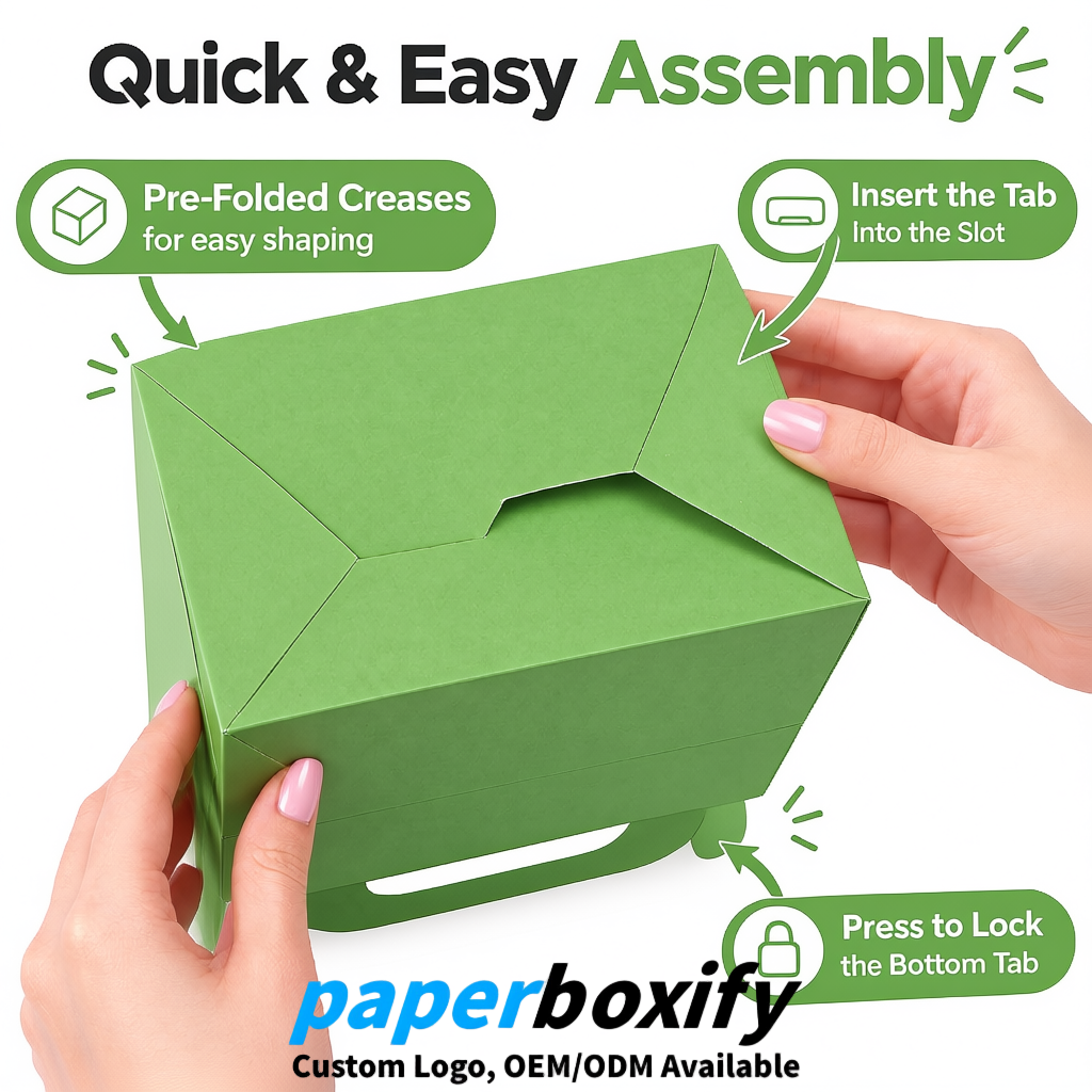 Avocado Green Gable Boxes with Handles 6.22x3.35x3.62 inch Kraft Paper Party Favors Boxes in Bulk