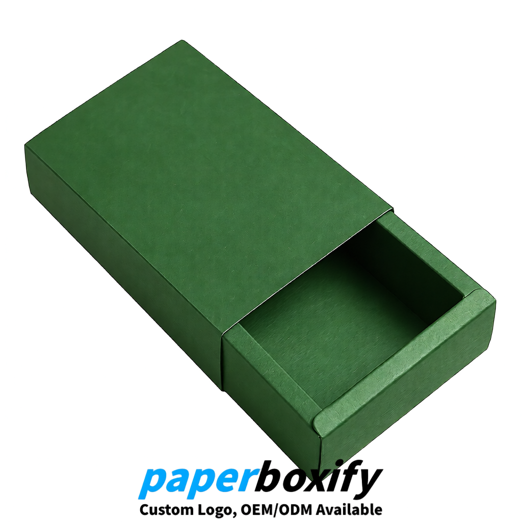 Avocado Green Rectangle Kraft Paper Drawer Box 6x3x1.5 inch OEM/ODM Factory