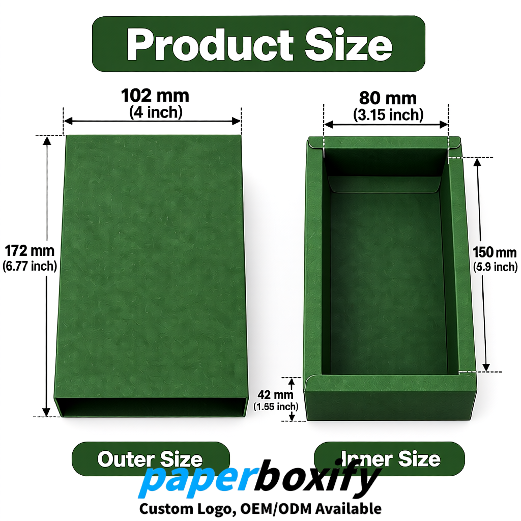 Avocado Green Rectangle Kraft Paper Drawer Box 6x3x1.5 inch OEM/ODM Factory