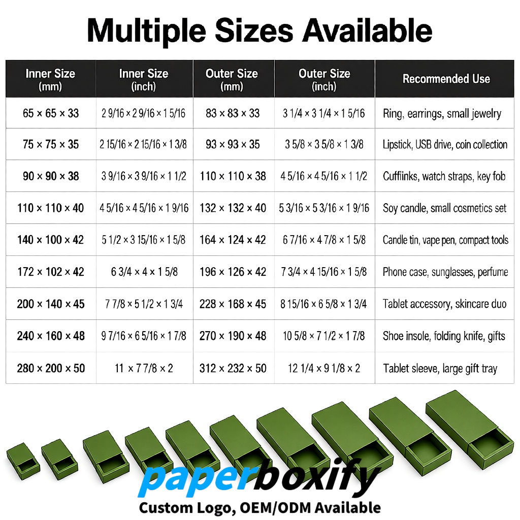 Avocado Green Rectangle Kraft Paper Drawer Box 6x3x1.5 inch OEM/ODM Factory