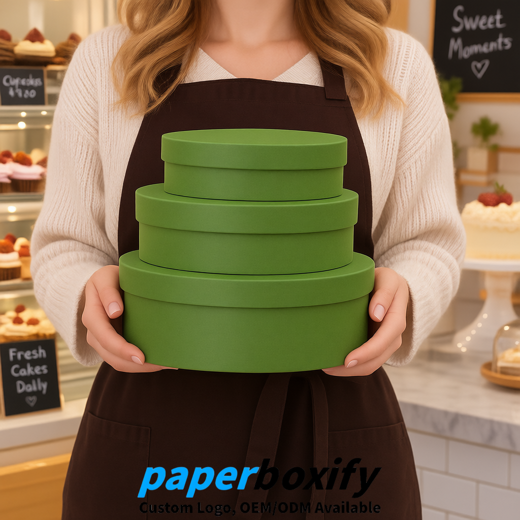 Avocado Green Oval Paper Mache Boxes with Lids - Cardboard boxes Factory