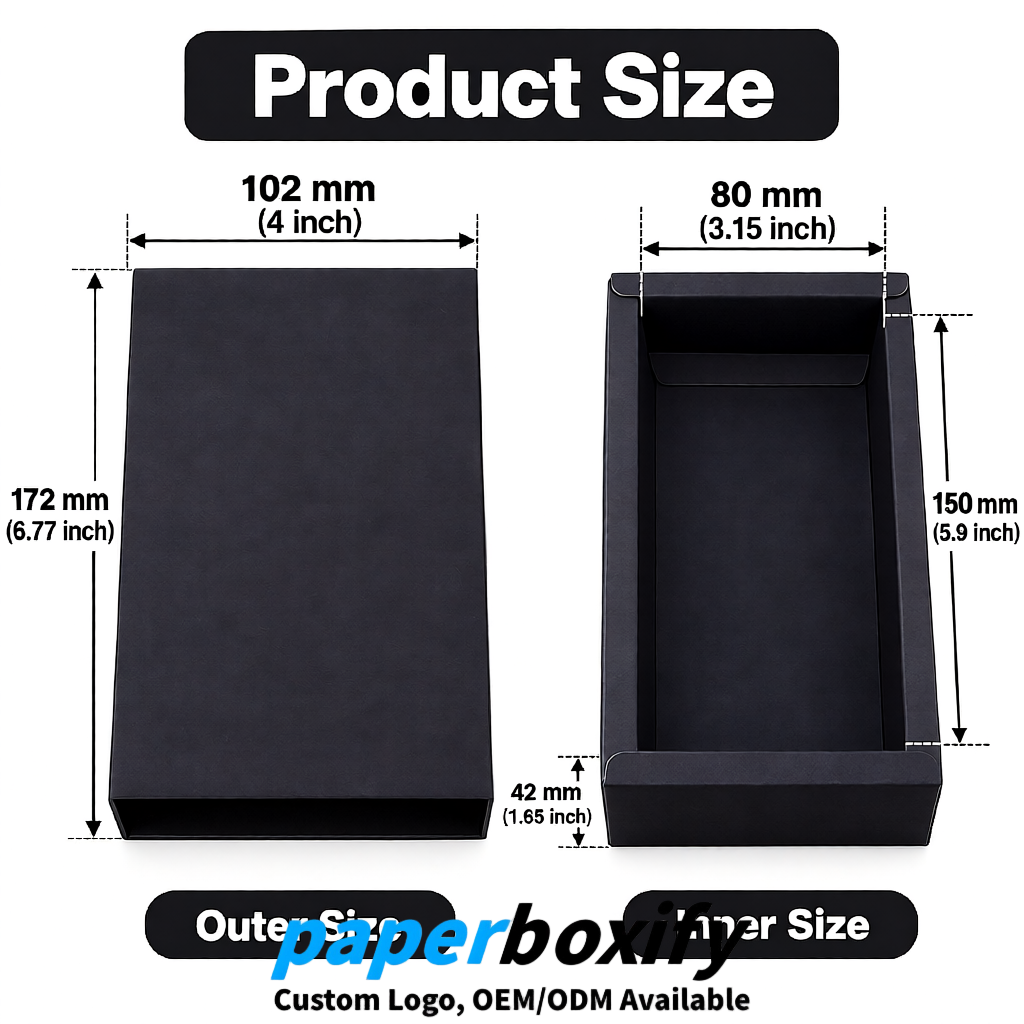 Black Rectangle Kraft Paper Drawer Box 6x3x1.5 inch OEM/ODM Factory