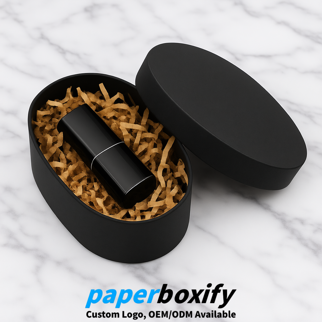 Black Oval Paper Mache Boxes with Lids - Cardboard boxes Factory
