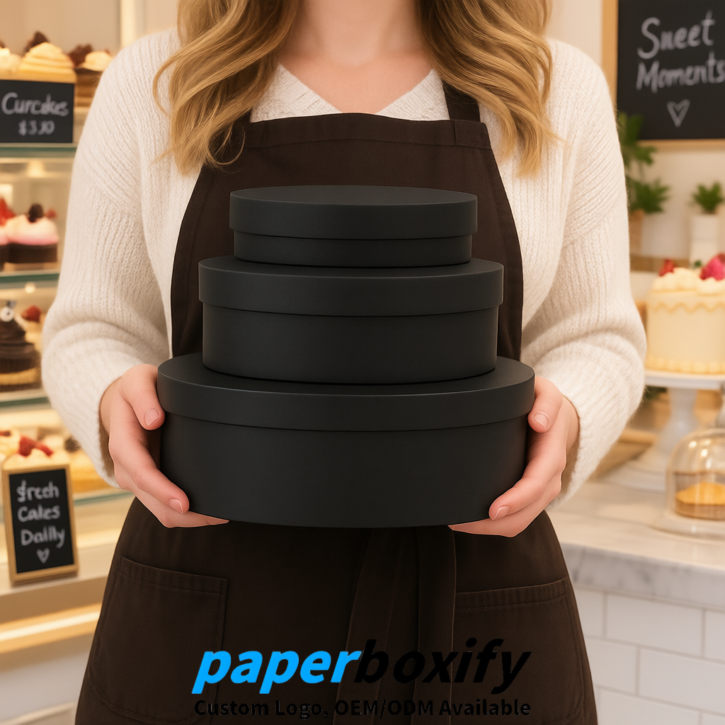 Black Oval Paper Mache Boxes with Lids - Cardboard boxes Factory