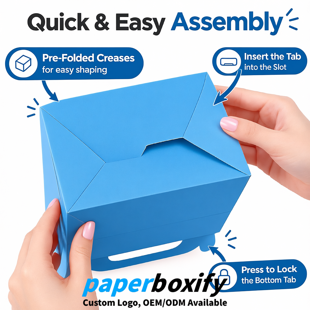 Blue Gable Boxes with Handles 6.22x3.35x3.62 inch Kraft Paper Party Favors Boxes in Bulk