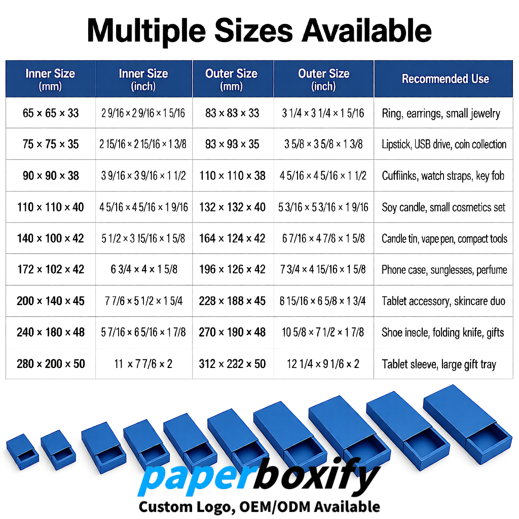 Blue Rectangle Kraft Paper Drawer Box 6x3x1.5 inch OEM/ODM Factory