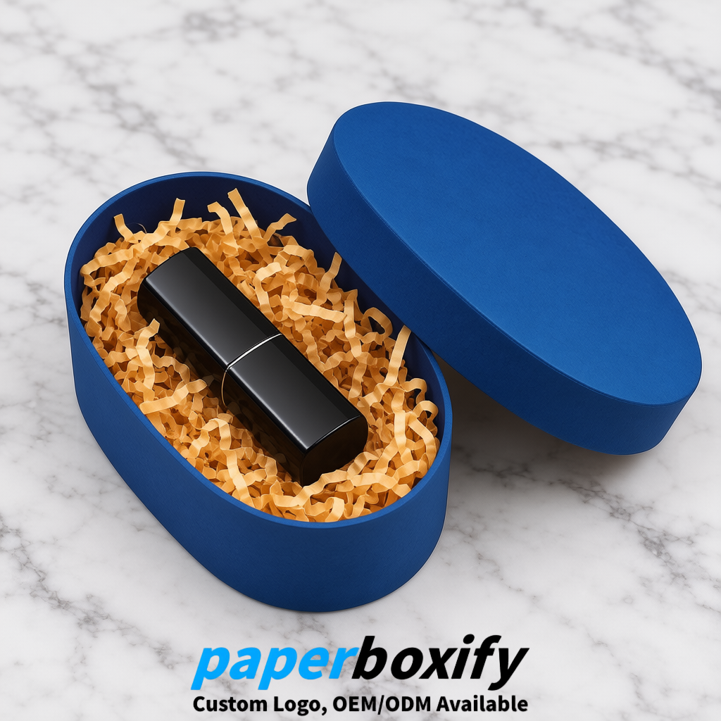 Blue Oval Paper Mache Boxes with Lids - Cardboard boxes Factory