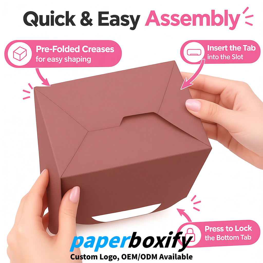 Blush Gable Boxes with Handles 6.22x3.35x3.62 inch Kraft Paper Party Favors Boxes in Bulk