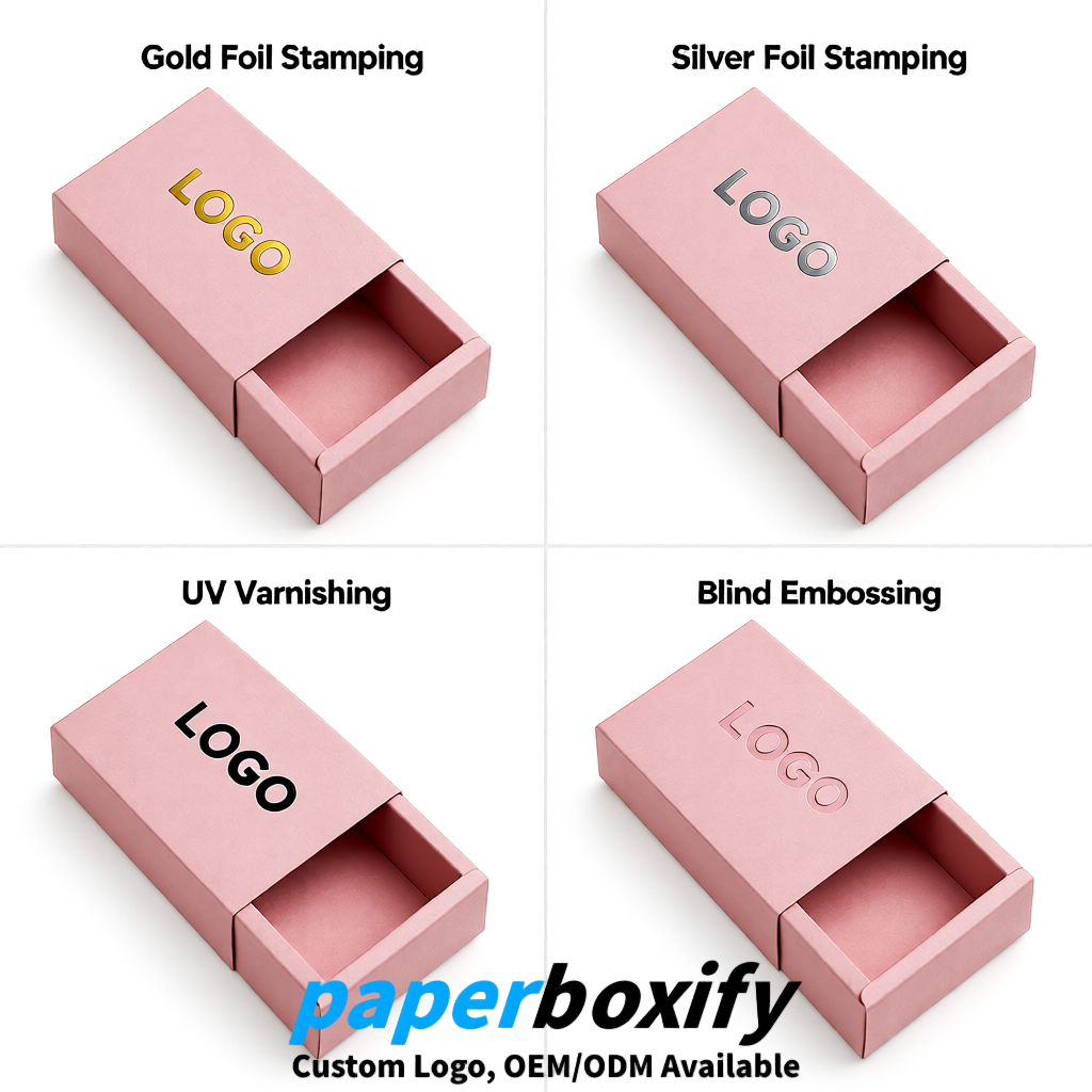 Blush Rectangle Kraft Paper Drawer Box 6x3x1.5 inch OEM/ODM Factory