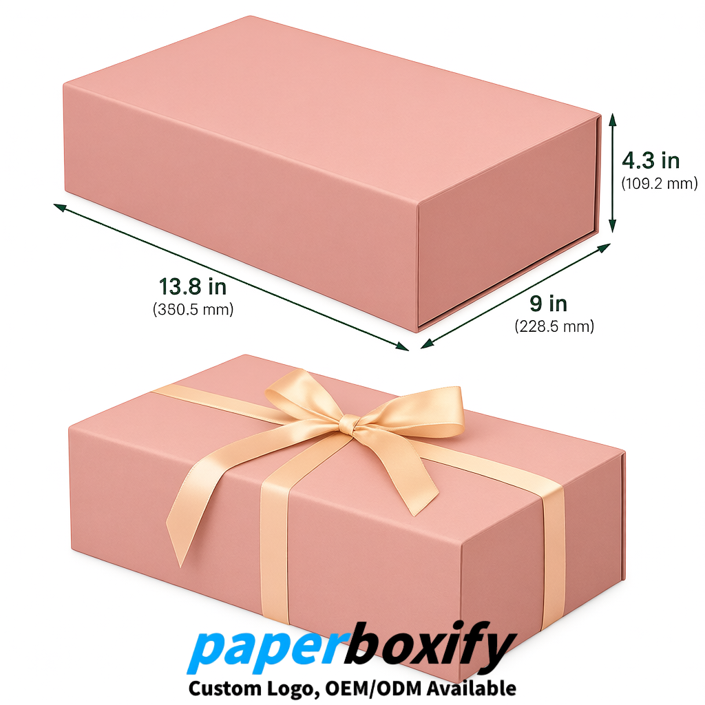 Blush Magnetic Closure Gift Box​ with Ribbon 13.8x9x4.3 inch Luxury Large Storage Box