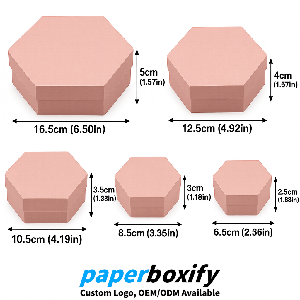 Blush Paper Hexagon Box with Lid - Biodegrade Paper Mache Gift Boxes Manufacturer