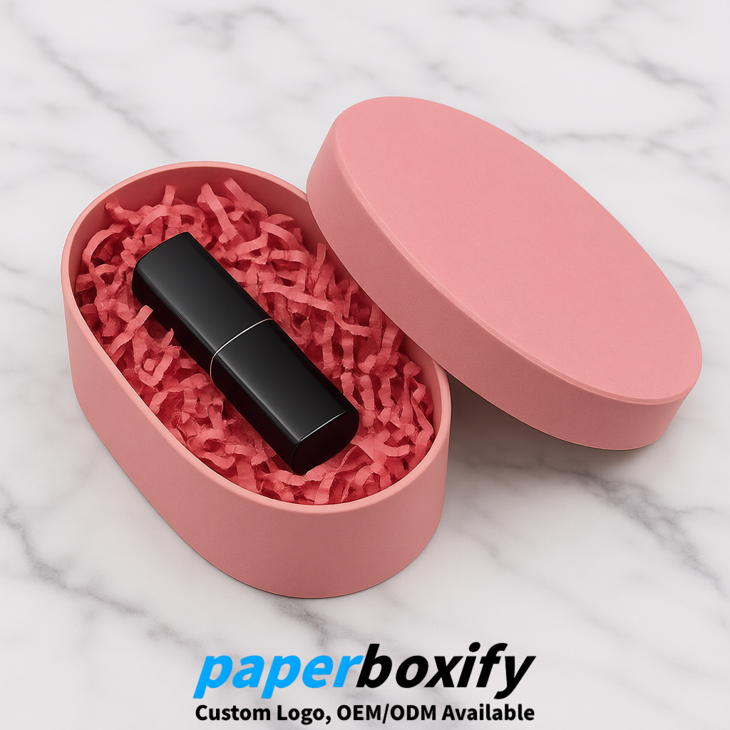 Blush Oval Paper Mache Boxes with Lids - Cardboard boxes Factory