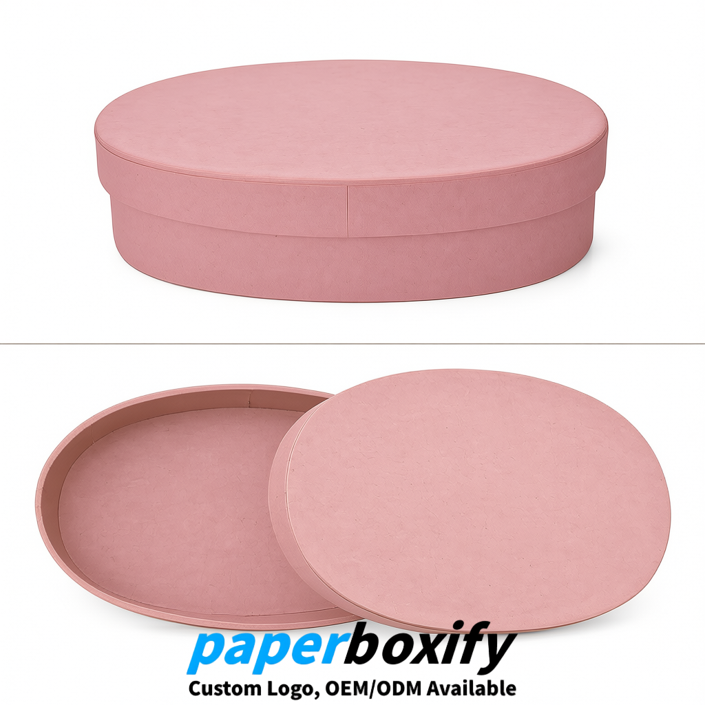 Blush Oval Paper Mache Boxes with Lids - Cardboard boxes Factory