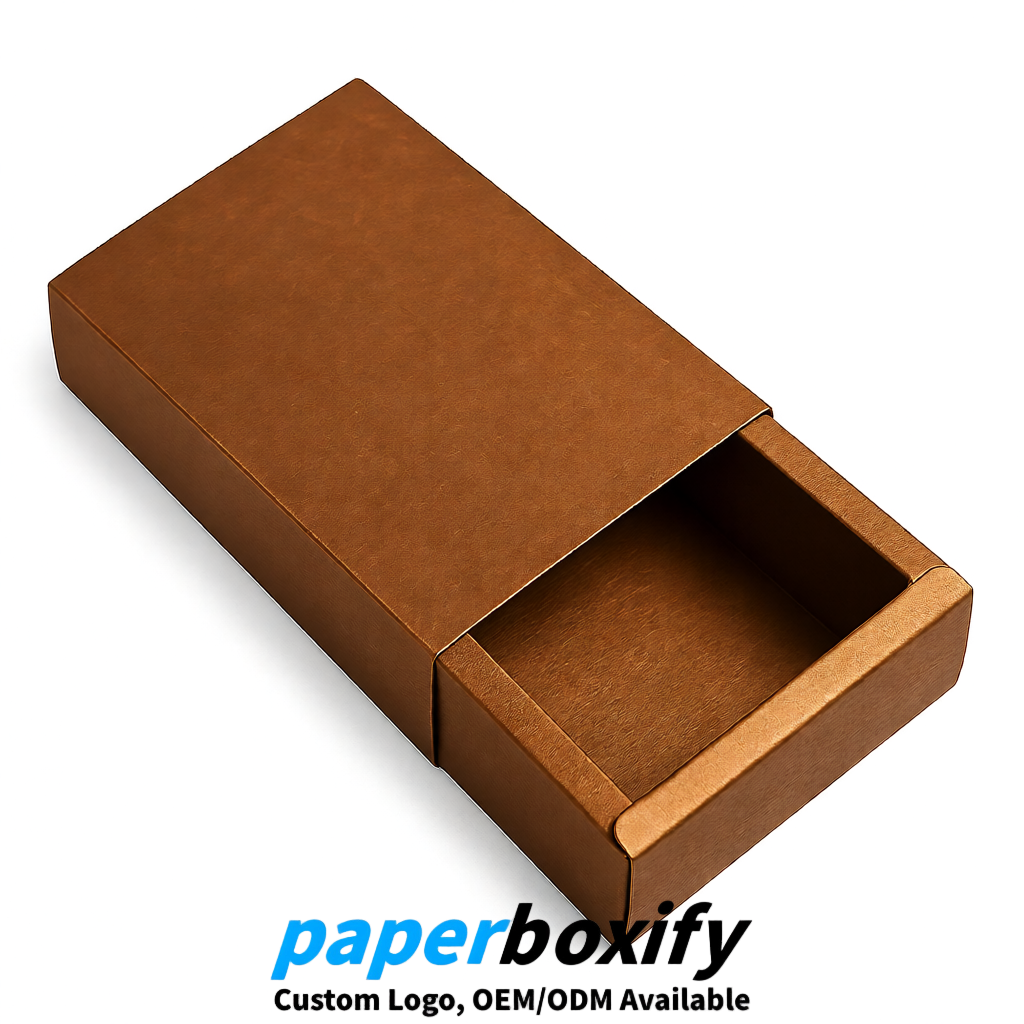 Bronze Rectangle Kraft Paper Drawer Box 6x3x1.5 inch OEM/ODM Factory