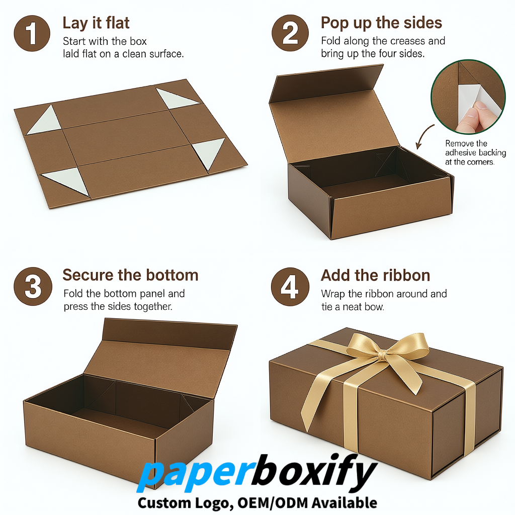 Bronze Magnetic Closure Gift Box with Ribbon 13.8x9x4.3 inch Luxury Large Storage Box