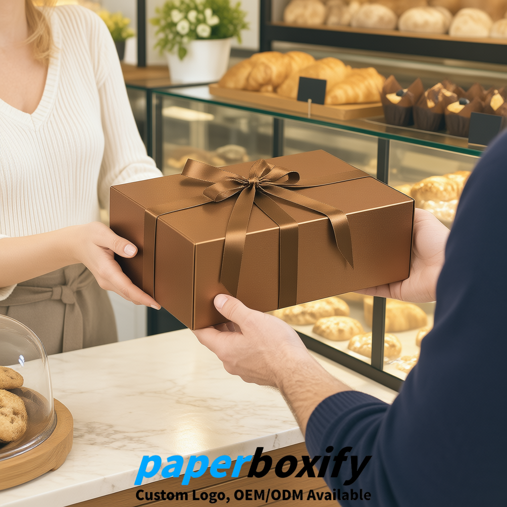 Bronze Magnetic Closure Gift Box​ with Ribbon 13.8x9x4.3 inch Luxury Large Storage Box
