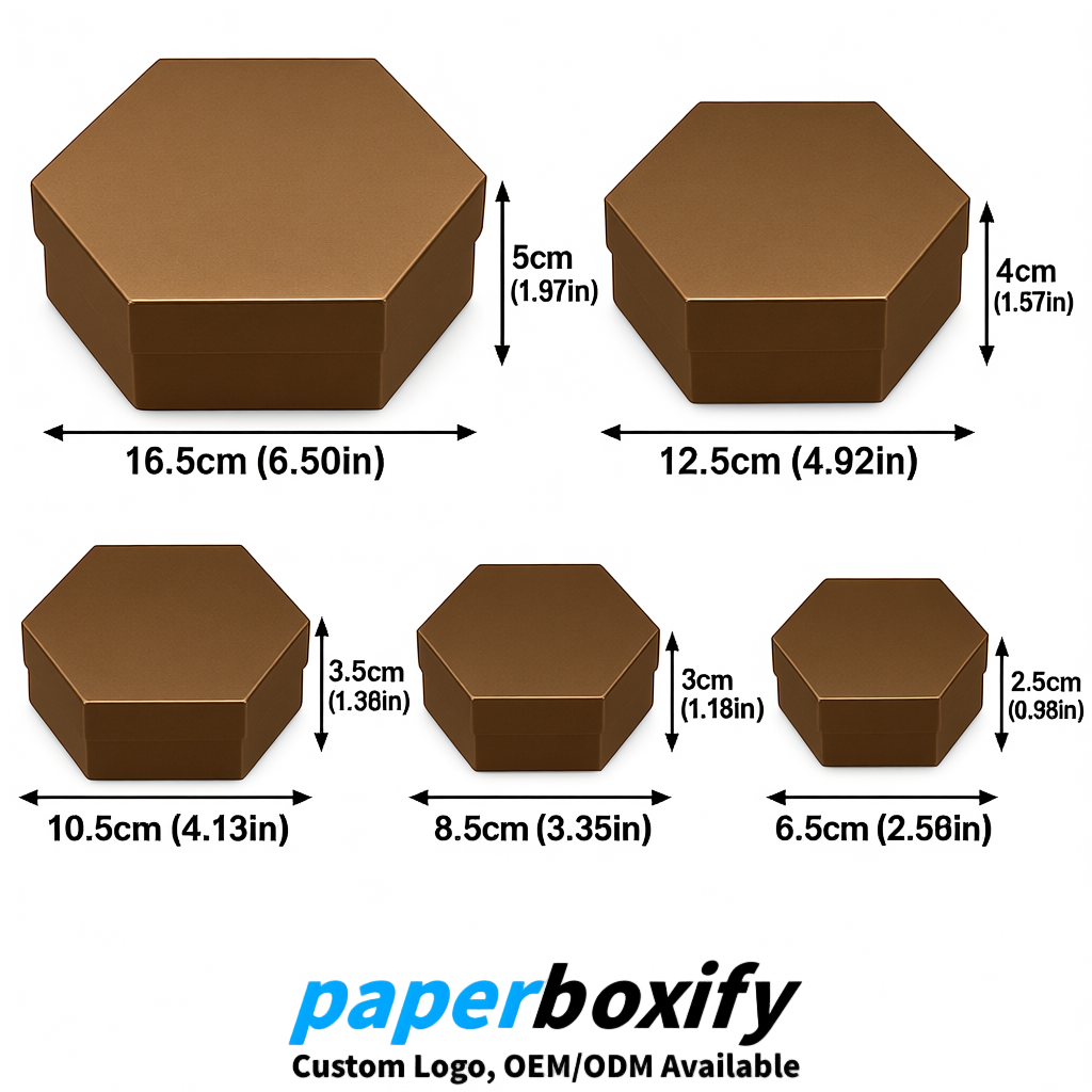 Bronze Paper Hexagon Box with Lid - Biodegrade Paper Mache Gift Boxes Manufacturer