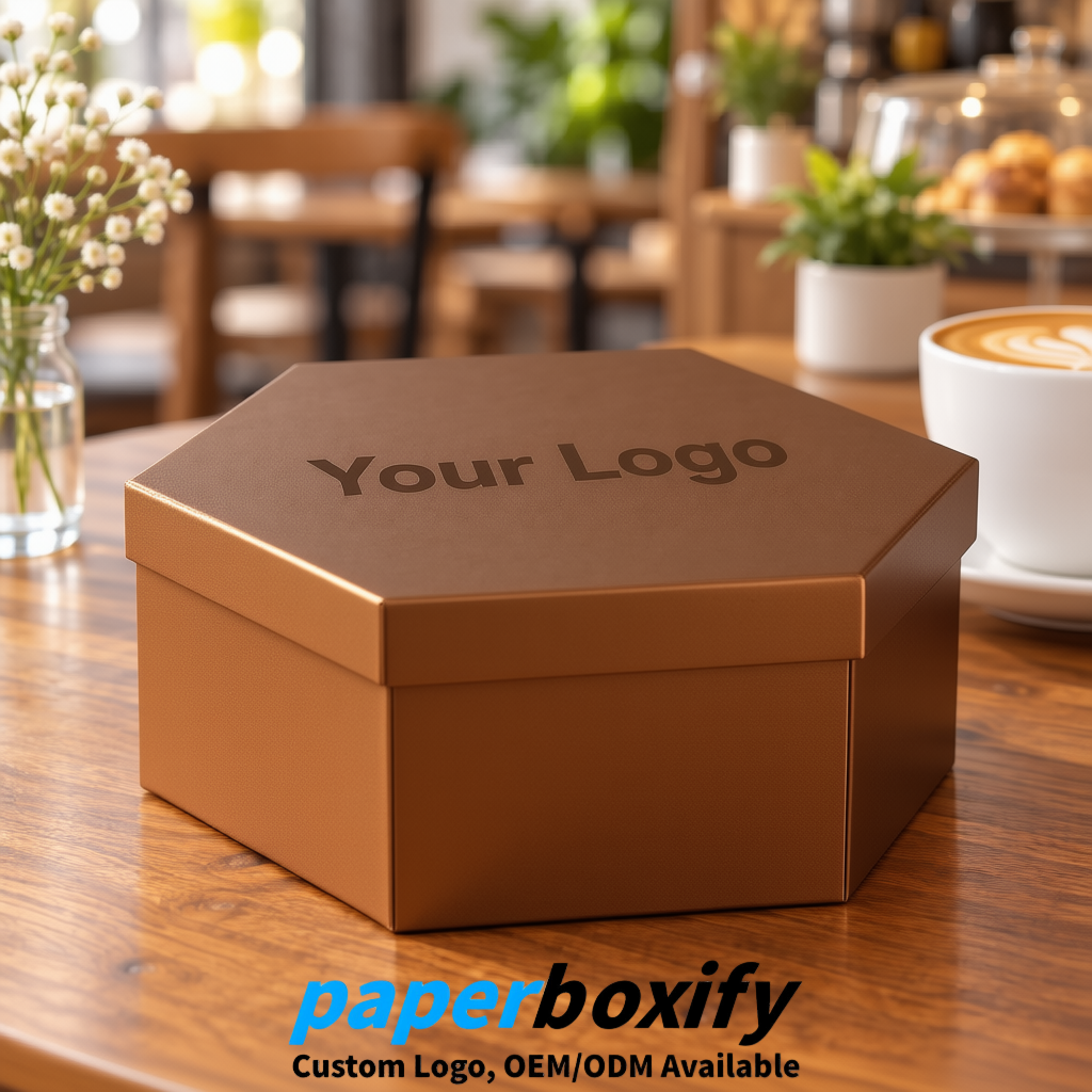 Bronze Paper Hexagon Box with Lid - Biodegrade Paper Mache Gift Boxes Manufacturer