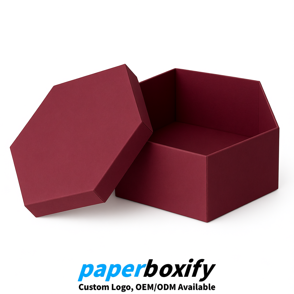 Burgundy Paper Hexagon Box with Lid - Biodegrade Paper Mache Gift Boxes Manufacturer Burgundy Paper Hexagon Box with Lid - Biodegrade Paper Mache Gift Boxes Manufacturer