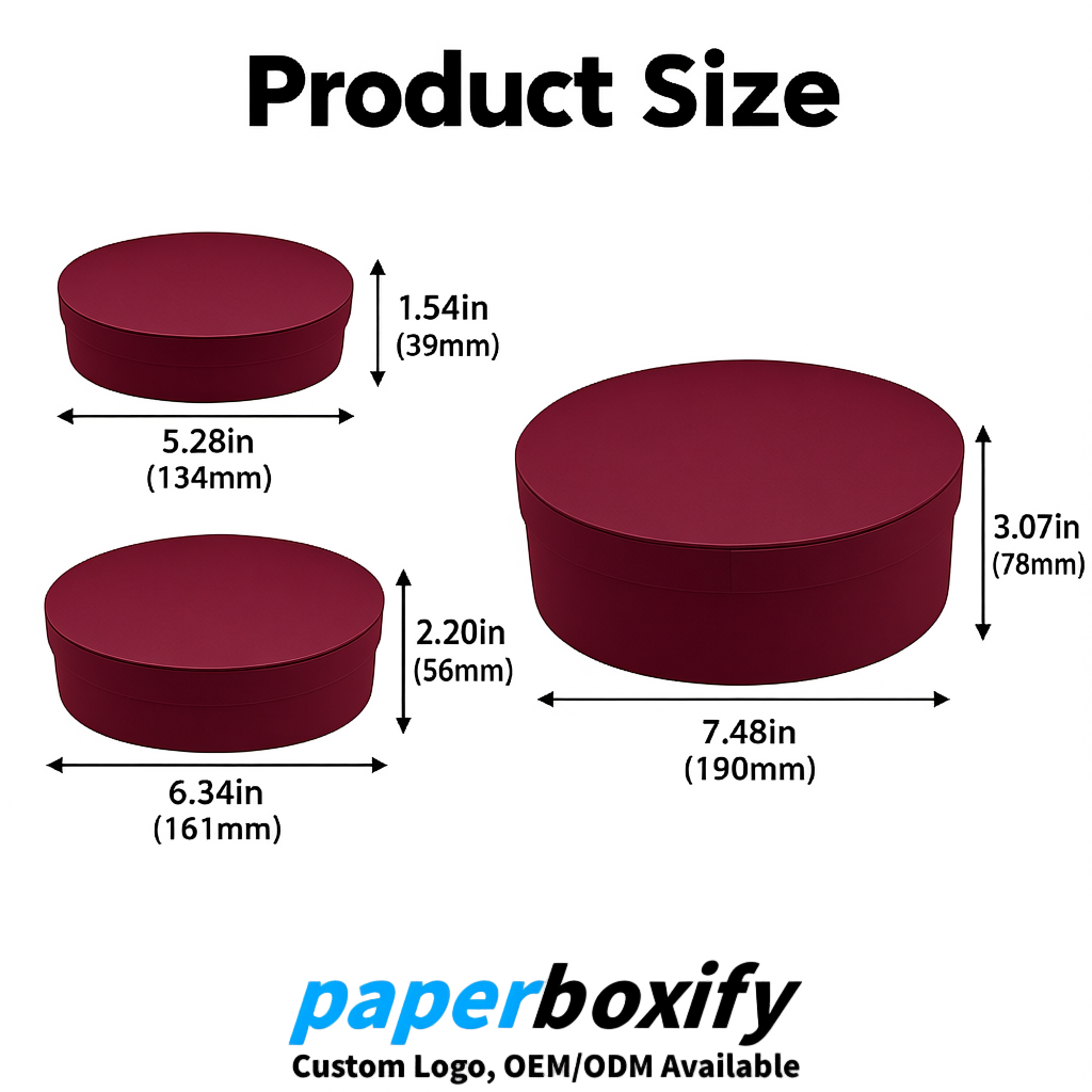 Burgundy Oval Paper Mache Boxes with Lids - Cardboard boxes Factory