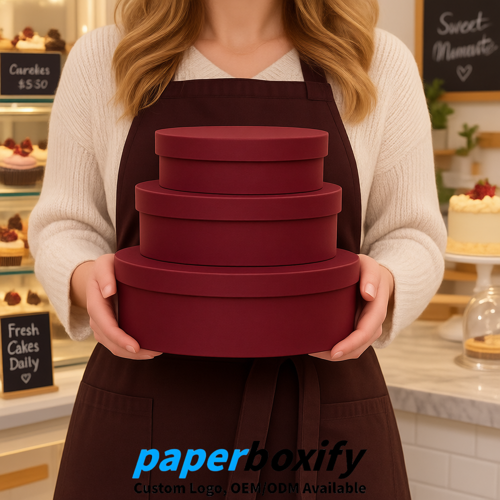 Burgundy Oval Paper Mache Boxes with Lids - Cardboard boxes Factory