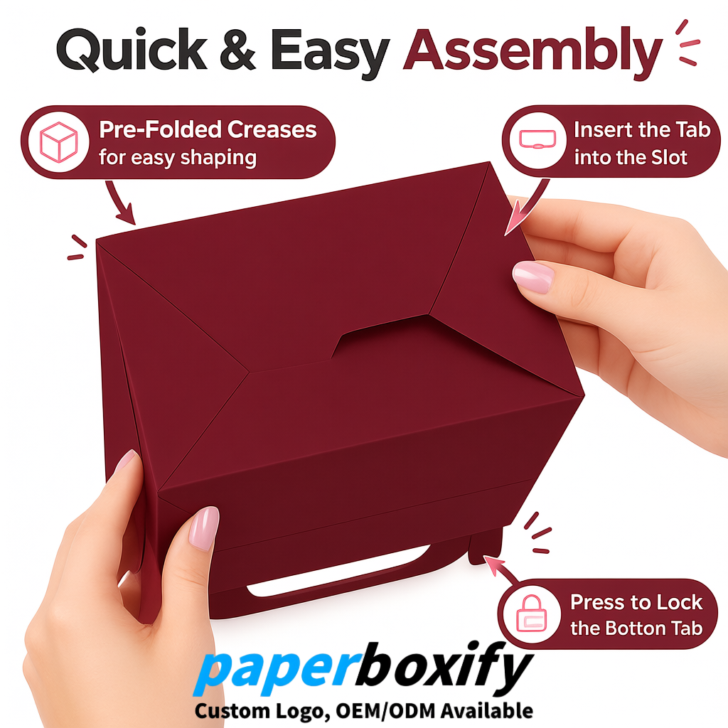 Carmine Gable Boxes with Handles 6.22x3.35x3.62 inch Kraft Paper Party Favors Boxes in Bulk