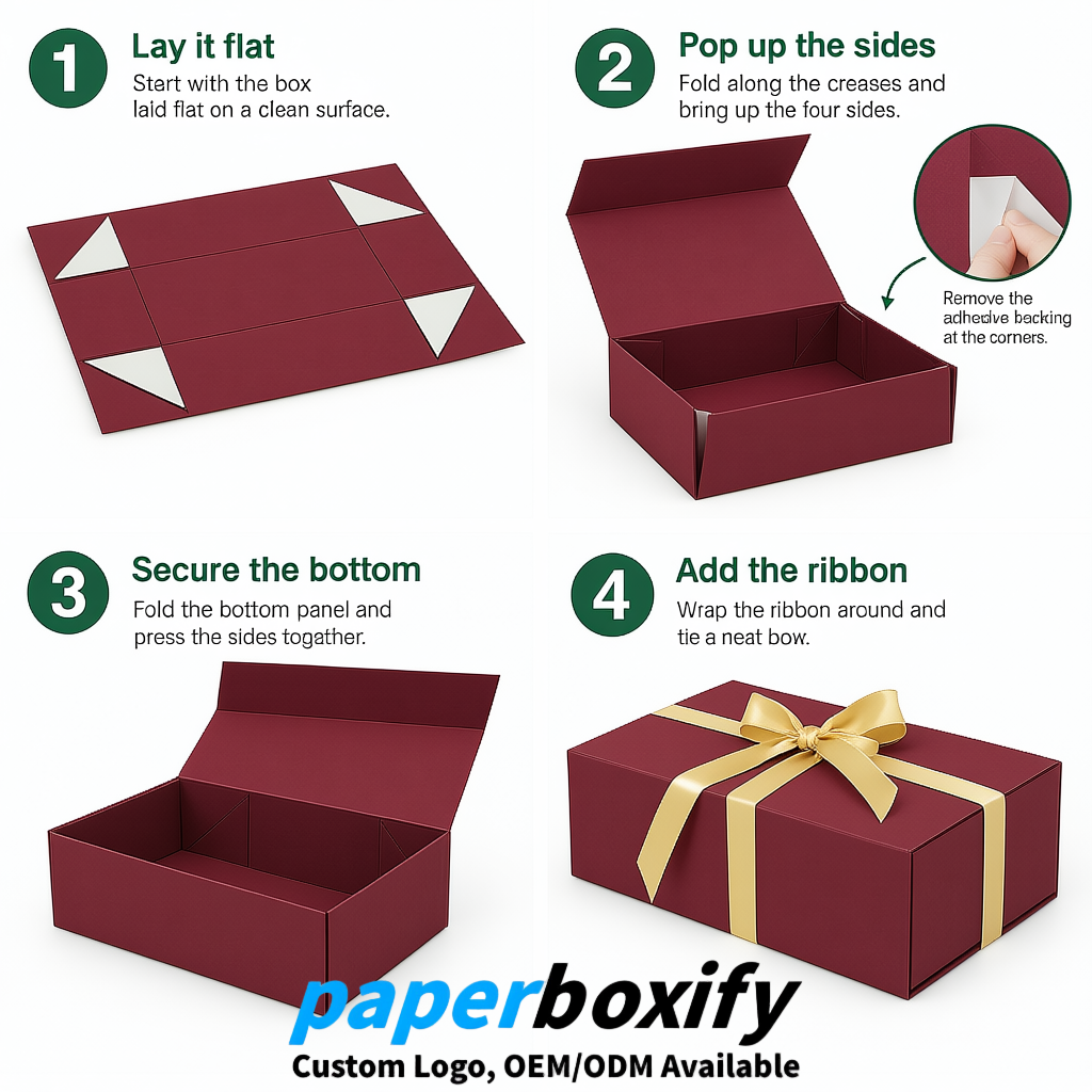 Carmine Magnetic Closure Gift Box​ with Ribbon 13.8x9x4.3 inch Luxury Large Storage Box