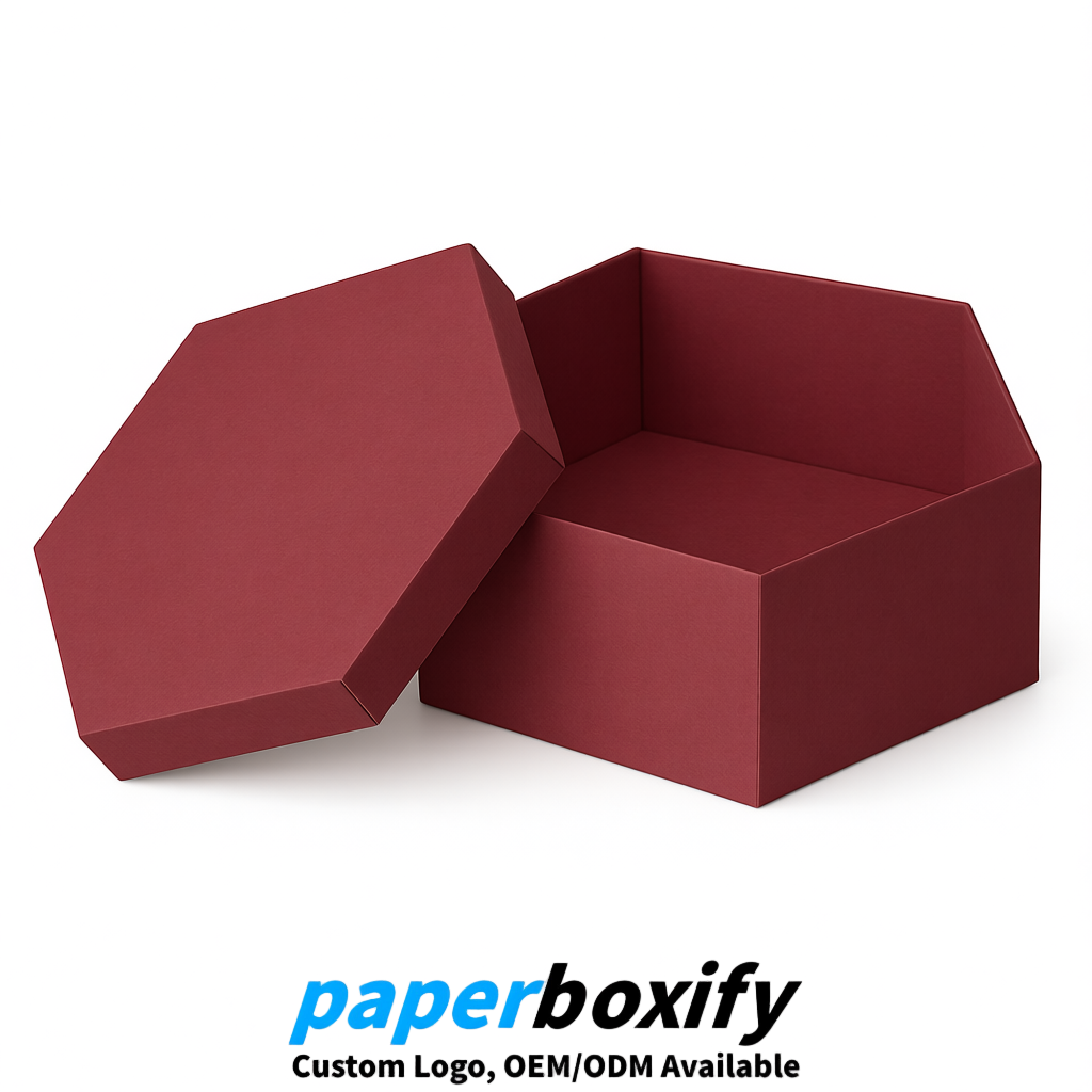 Carmine Paper Hexagon Box with Lid - Biodegrade Paper Mache Gift Boxes Manufacturer