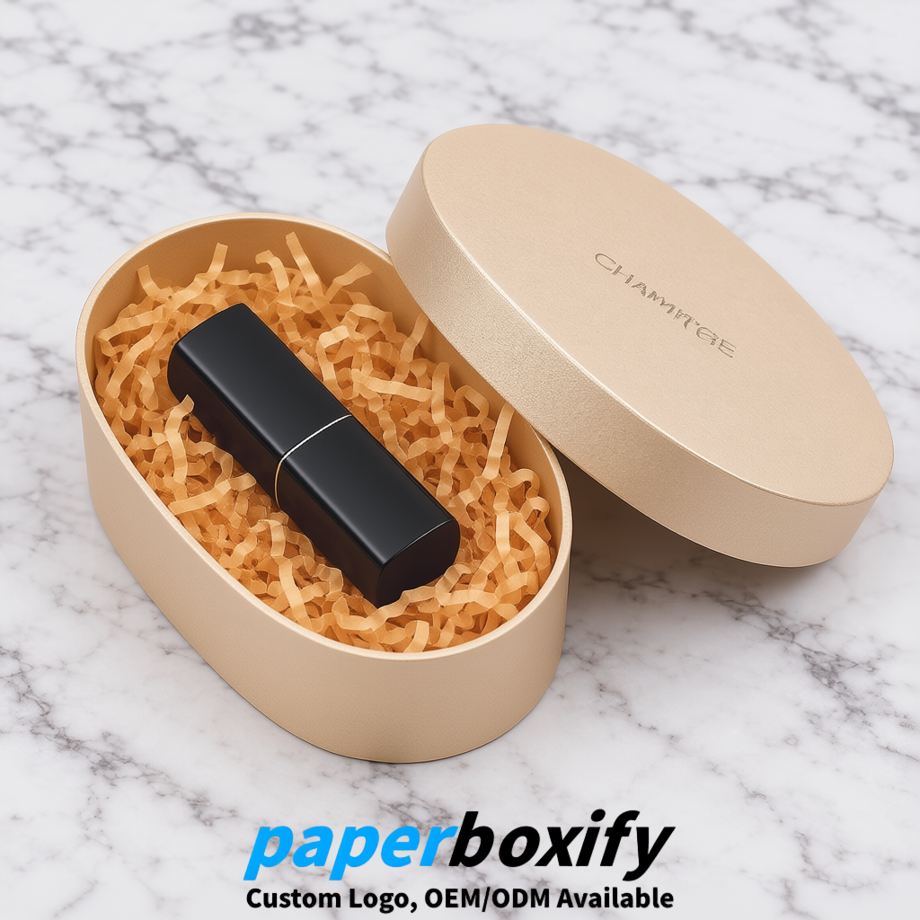 Champagne Oval Paper Mache Boxes with Lids - Cardboard boxes Factory Champagne Oval Paper Mache Boxes with Lids - Cardboard boxes Factory