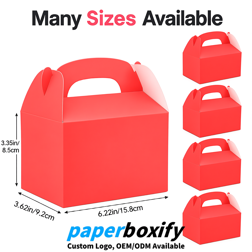 Coral Gable Boxes with Handles 6.22x3.35x3.62 inch Kraft Paper Party Favors Boxes in Bulk