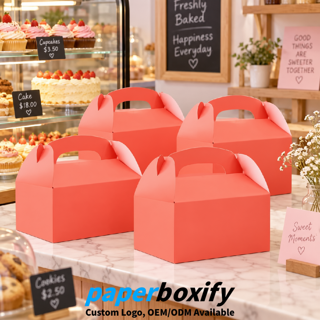 Coral Gable Boxes with Handles 6.22x3.35x3.62 inch Kraft Paper Party Favors Boxes in Bulk