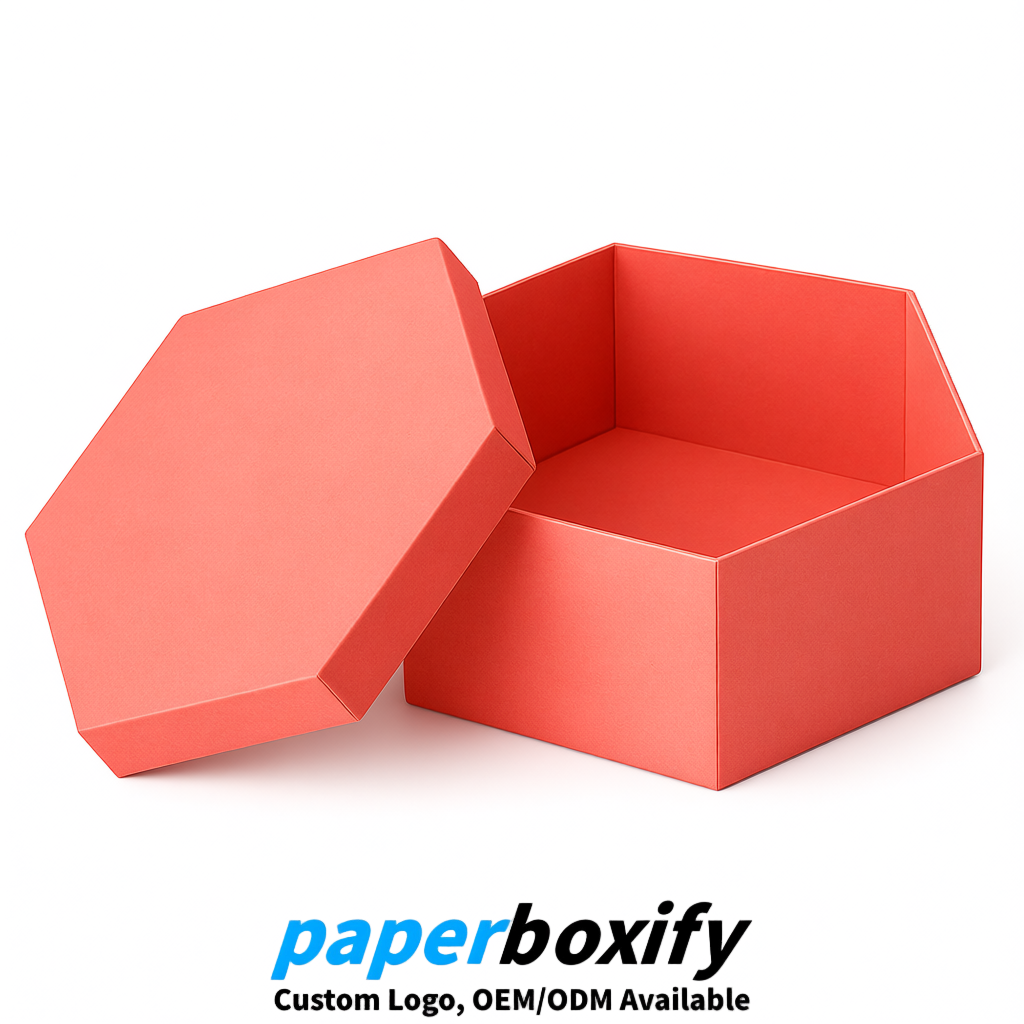 Coral Paper Hexagon Box with Lid - Biodegrade Paper Mache Gift Boxes Manufacturer