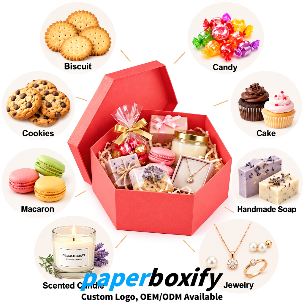 Coral Paper Hexagon Box with Lid - Biodegrade Paper Mache Gift Boxes Manufacturer