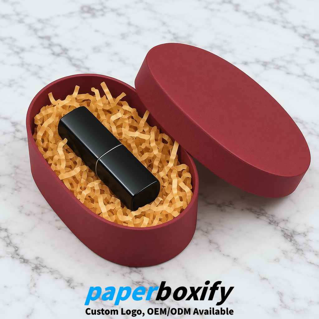 Crimson Oval Paper Mache Boxes with Lids - Cardboard boxes Factory