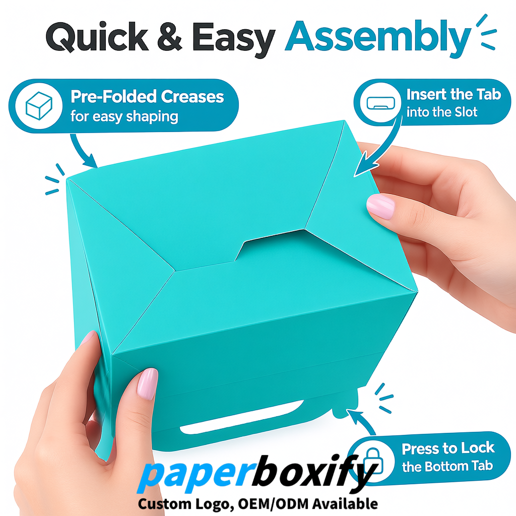 Cyan Gable Boxes with Handles 6.22x3.35x3.62 inch Kraft Paper Party Favors Boxes in Bulk