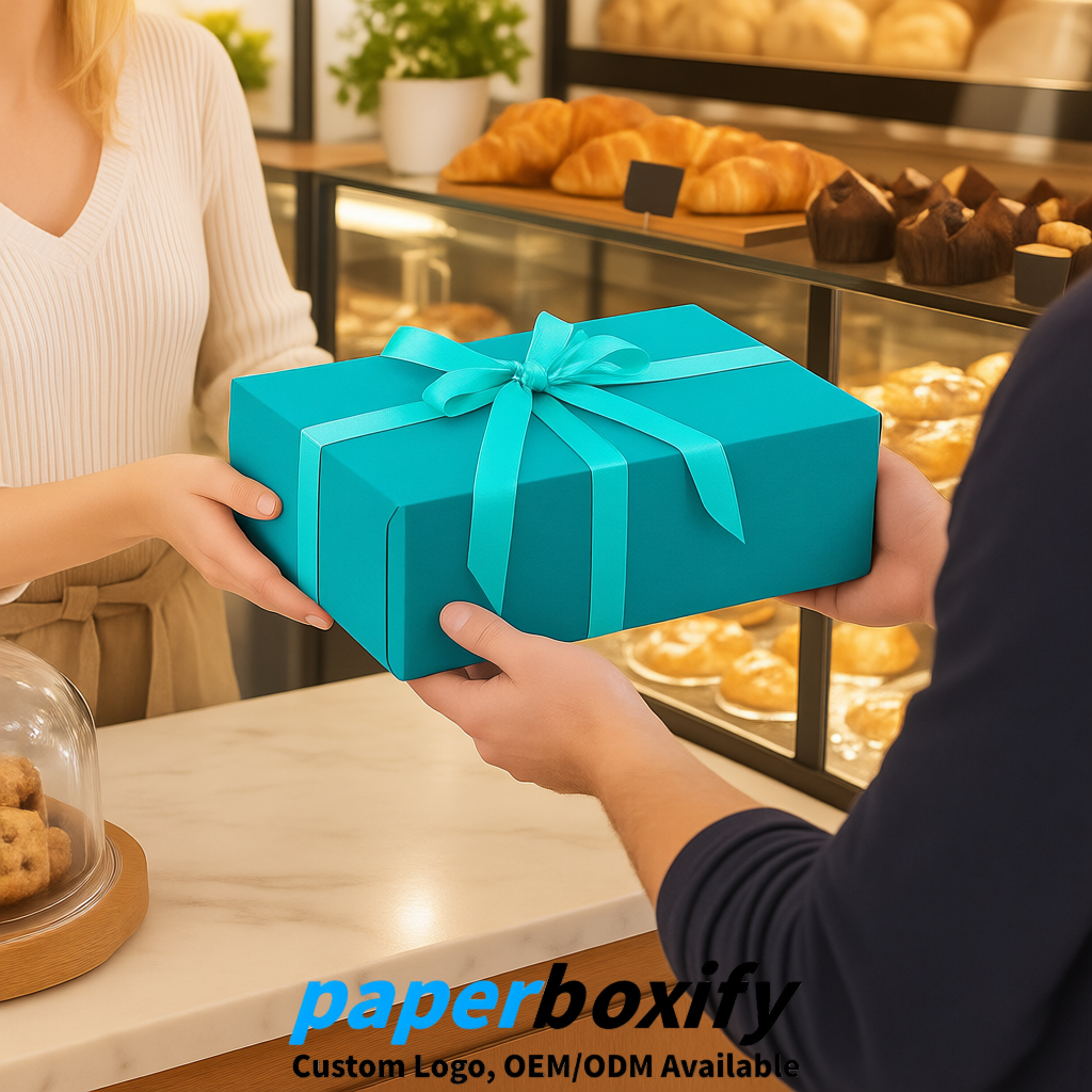 Cyan Magnetic Closure Gift Box​ with Ribbon 13.8x9x4.3 inch Luxury Large Storage Box