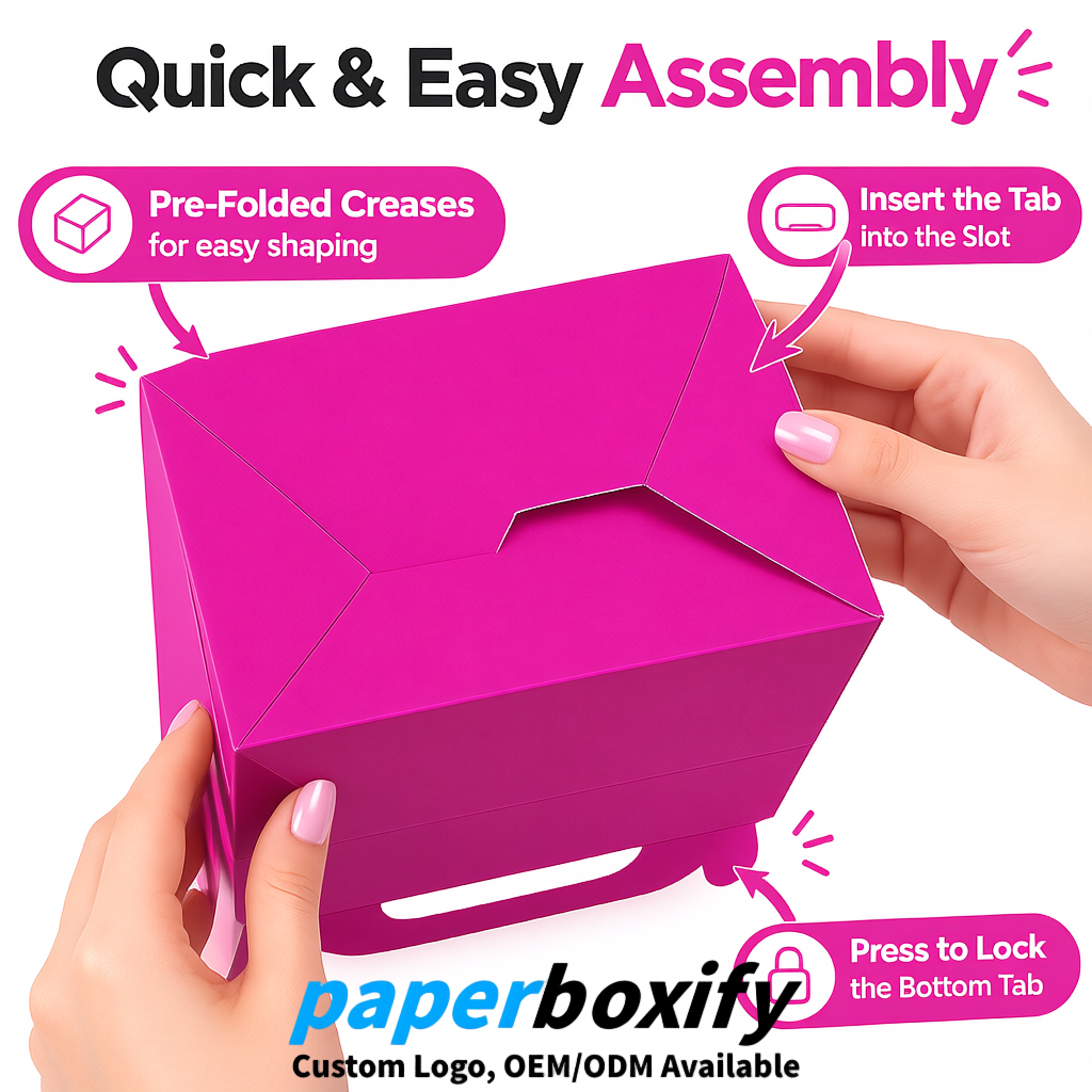 Fuchsia Gable Boxes with Handles 6.22x3.35x3.62 inch Kraft Paper Party Favors Boxes in Bulk