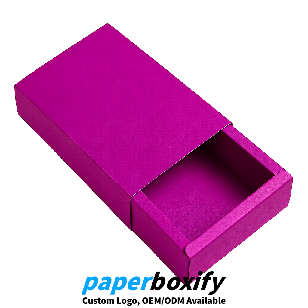 Fuchsia Rectangle Kraft Paper Drawer Box 6x3x1.5 inch OEM/ODM Factory