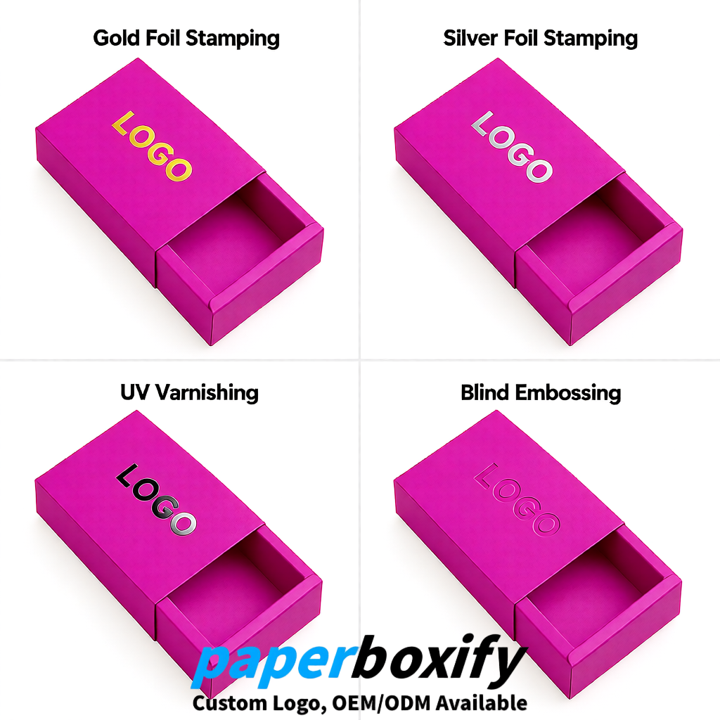 Fuchsia Rectangle Kraft Paper Drawer Box 6x3x1.5 inch OEM/ODM Factory