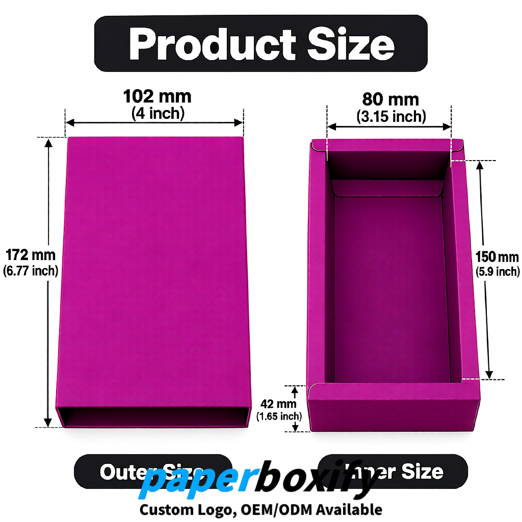 Fuchsia Rectangle Kraft Paper Drawer Box 6x3x1.5 inch OEM/ODM Factory
