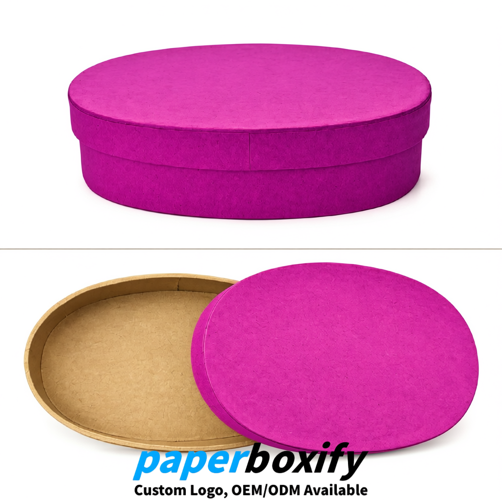 Fuchsia Oval Paper Mache Boxes with Lids - Cardboard boxes Factory