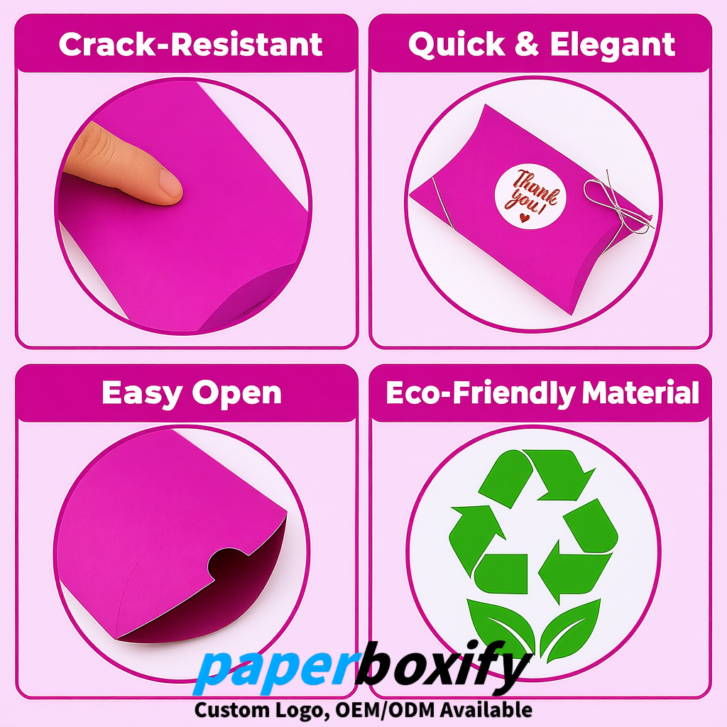 Bulk Fuchsia Kraft Pillow Gift Boxes with Ties 4.7x3x1 inch for Candy & Favors Bulk Fuchsia Kraft Pillow Gift Boxes with Ties 4.7x3x1 inch for Candy & Favors
