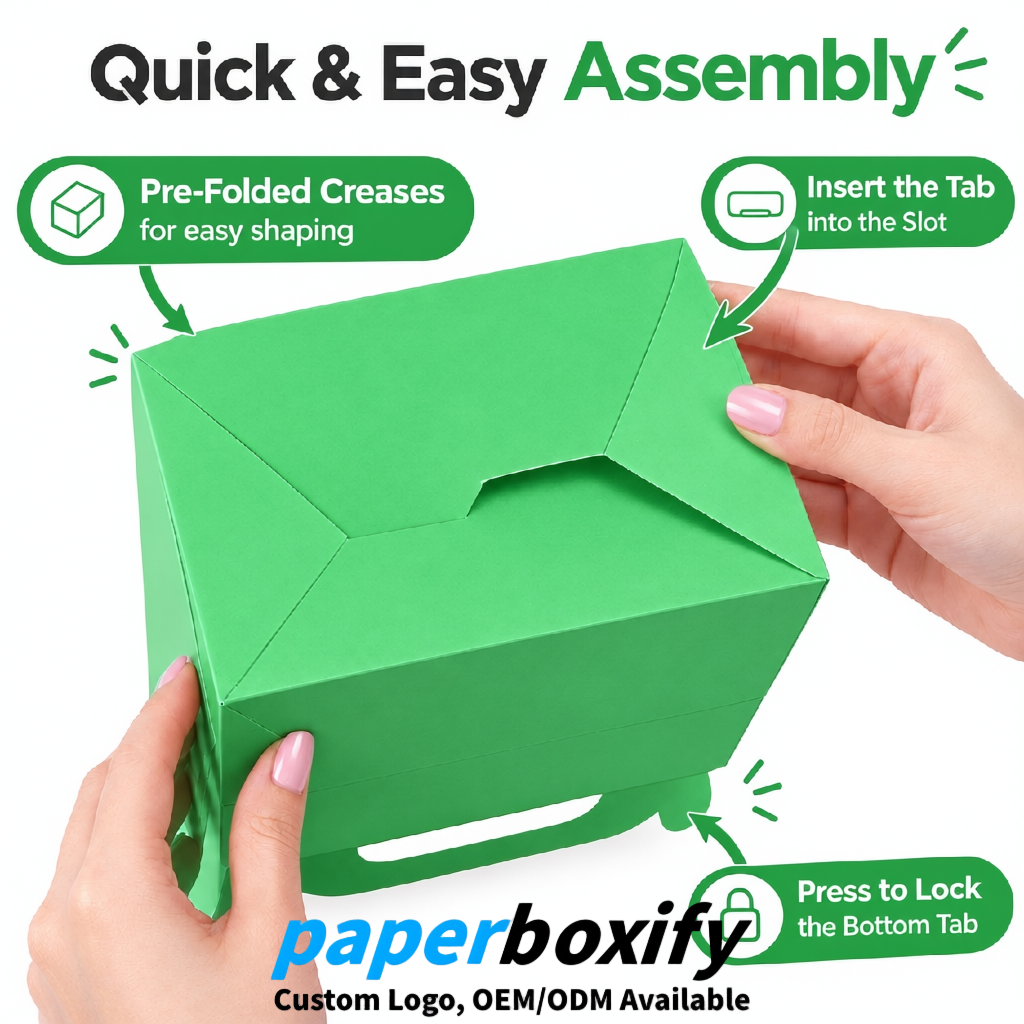 Green Gable Boxes with Handles 6.22x3.35x3.62 inch Kraft Paper Party Favors Boxes in Bulk