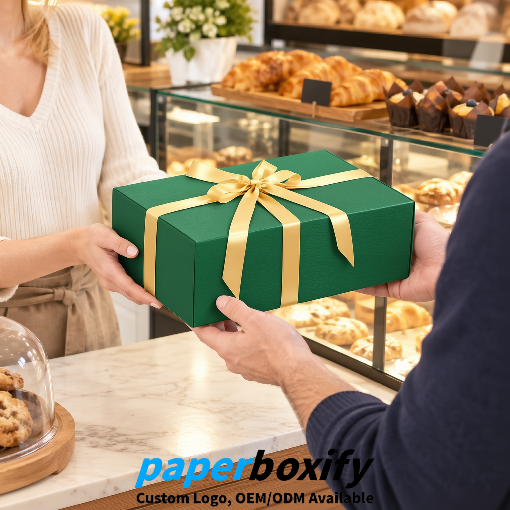 Green Magnetic Closure Gift Box with Ribbon 13.8x9x4.3 inch Luxury Large Storage Box