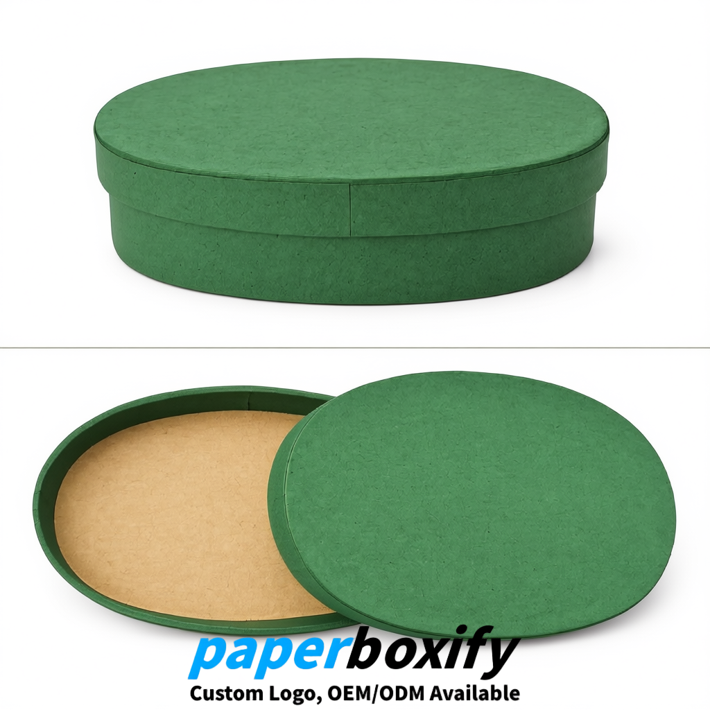 Green Oval Paper Mache Boxes with Lids - Cardboard boxes Factory